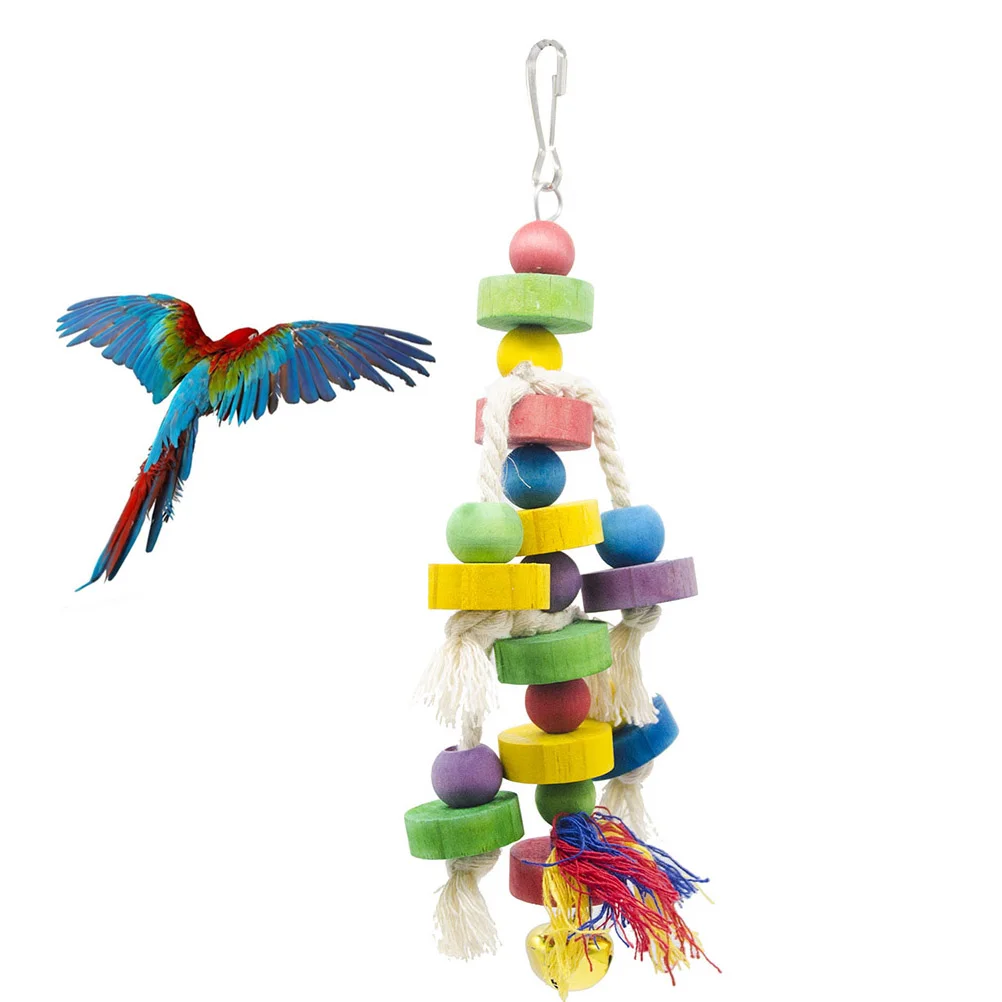 

1pc Parrot Cotton Rope Funny Hanging Creative Round Block Bird Bite Playing Cage Accessory Parrot String