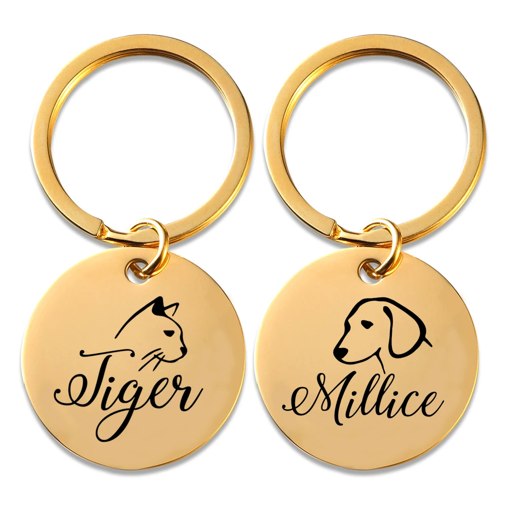 

Customized Tags Laser Engraved Key Chain Stainless Steel Available In Silver/Gold/Rose Gold/Black Personalized Pet Name Keyring
