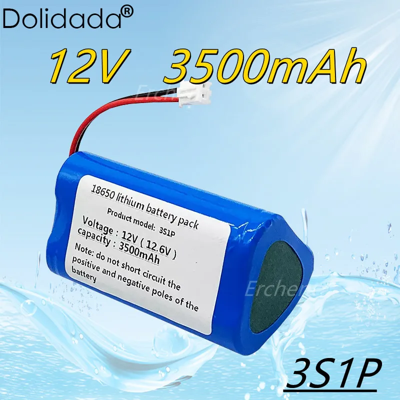 

12V 3A 18650 Lithium Battery Pack 3S1P 3500mAh Built-in BMS, Bluetooth Speaker,flashlight, GPS, Fascia Gun, Rechargeable Battery