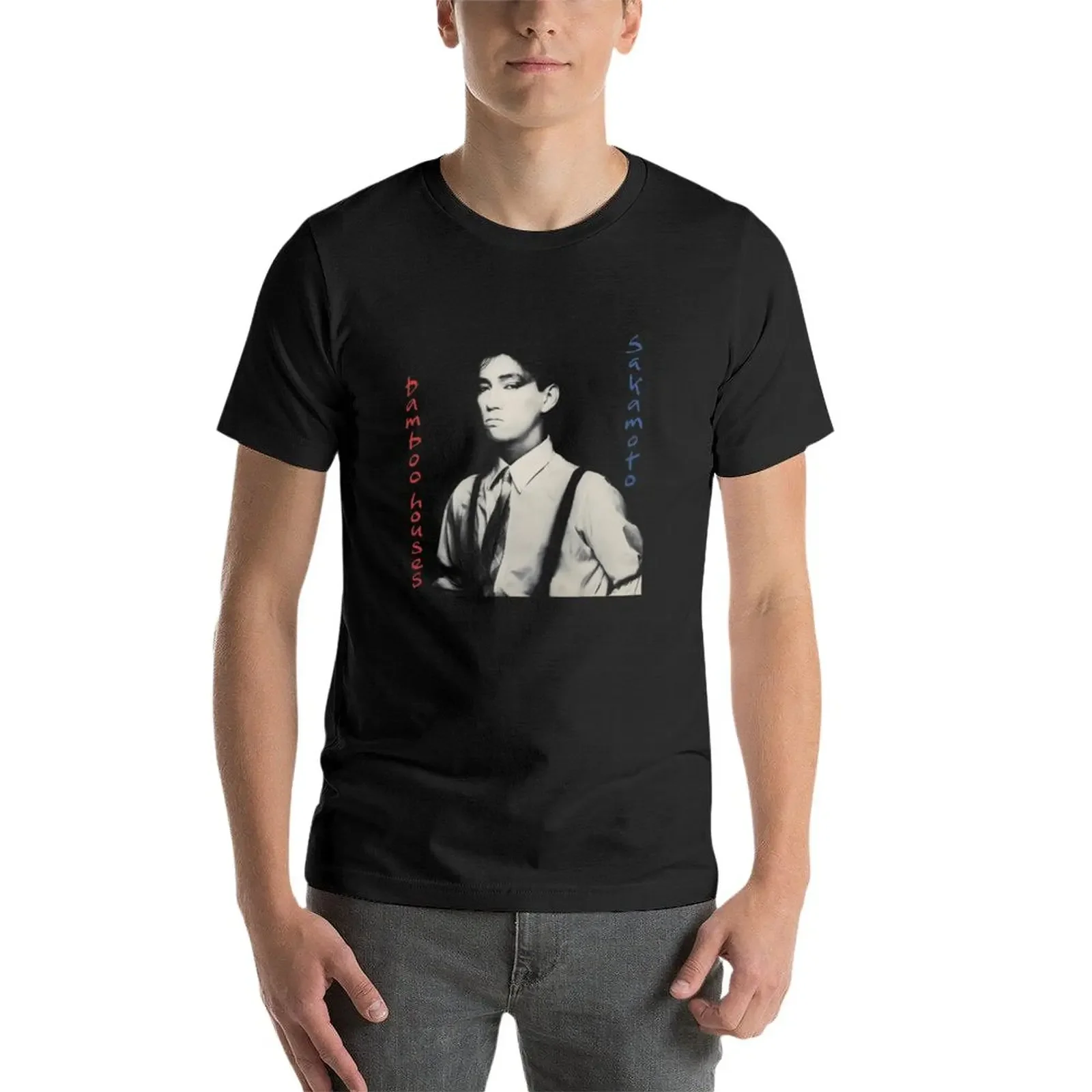 Новинка футболка RYUICHI с изображением Сакамото-бамбуковых домиков белые футболки