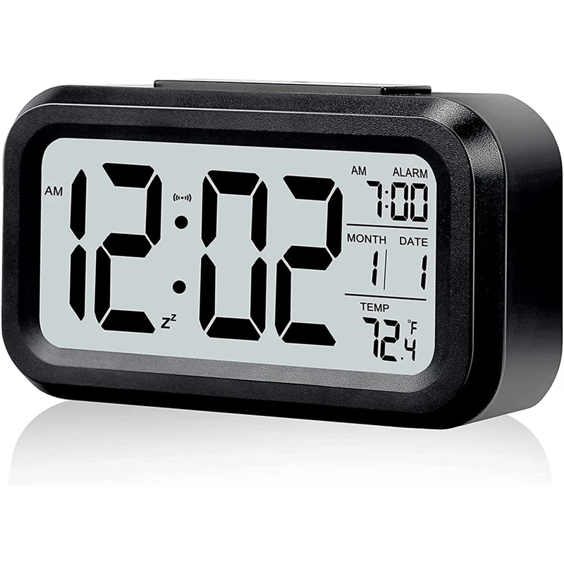

Digital Alarm Clock With Large LCD Temperature Display, Battery Powered Silent Alarm Clock With Snooze Function