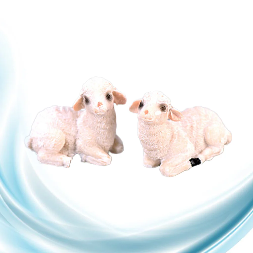 

4pcs Sheep Figurine Simulation Farm Statue Sculpture Landscape Ornament Diy Bonsai Car Decoration Random Style