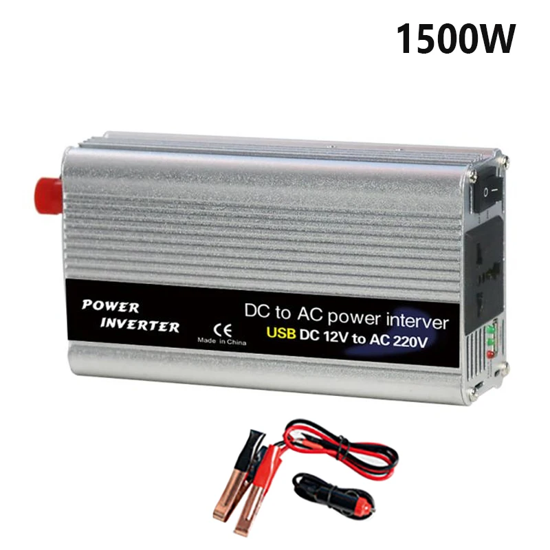 

Peak Power Inverter 12V to 110V/220V Auto Portable Charger Converter Adapter 1000W 1500W Modified Sine Wave Universal Socket