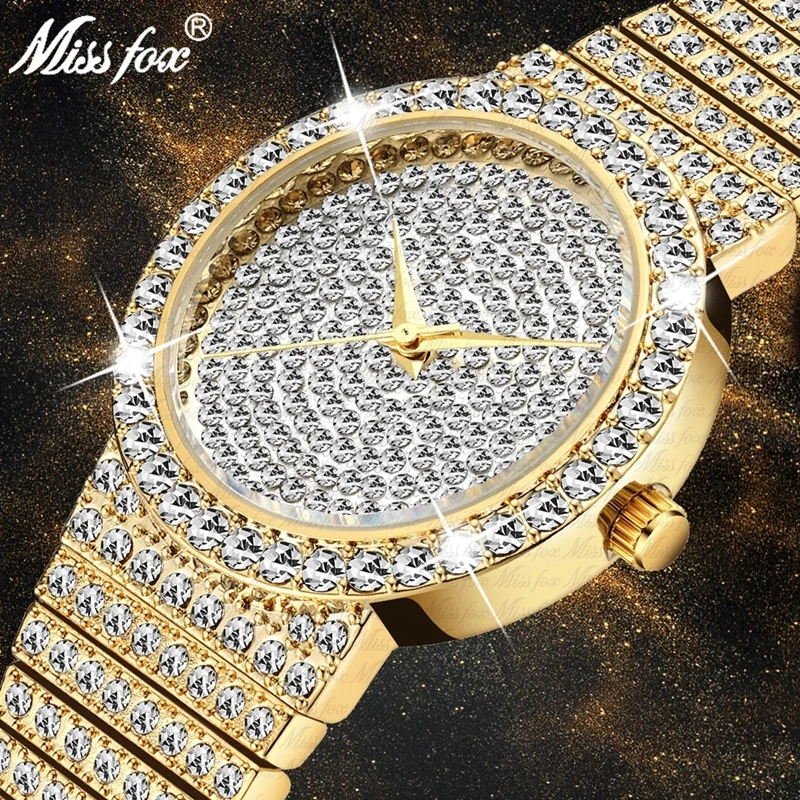 

MISSFOX-European and American style ladies full diamond quartz watch star-studded diamond waterproof luxury simple quartz watch