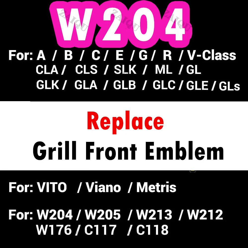 

3D Mirror Logo Grills Badge Front Emblem For mercedes W205 W212 W213 W204 W176 W246 W177 ML W166 W205 W206 CLA C117 A C E G GLC