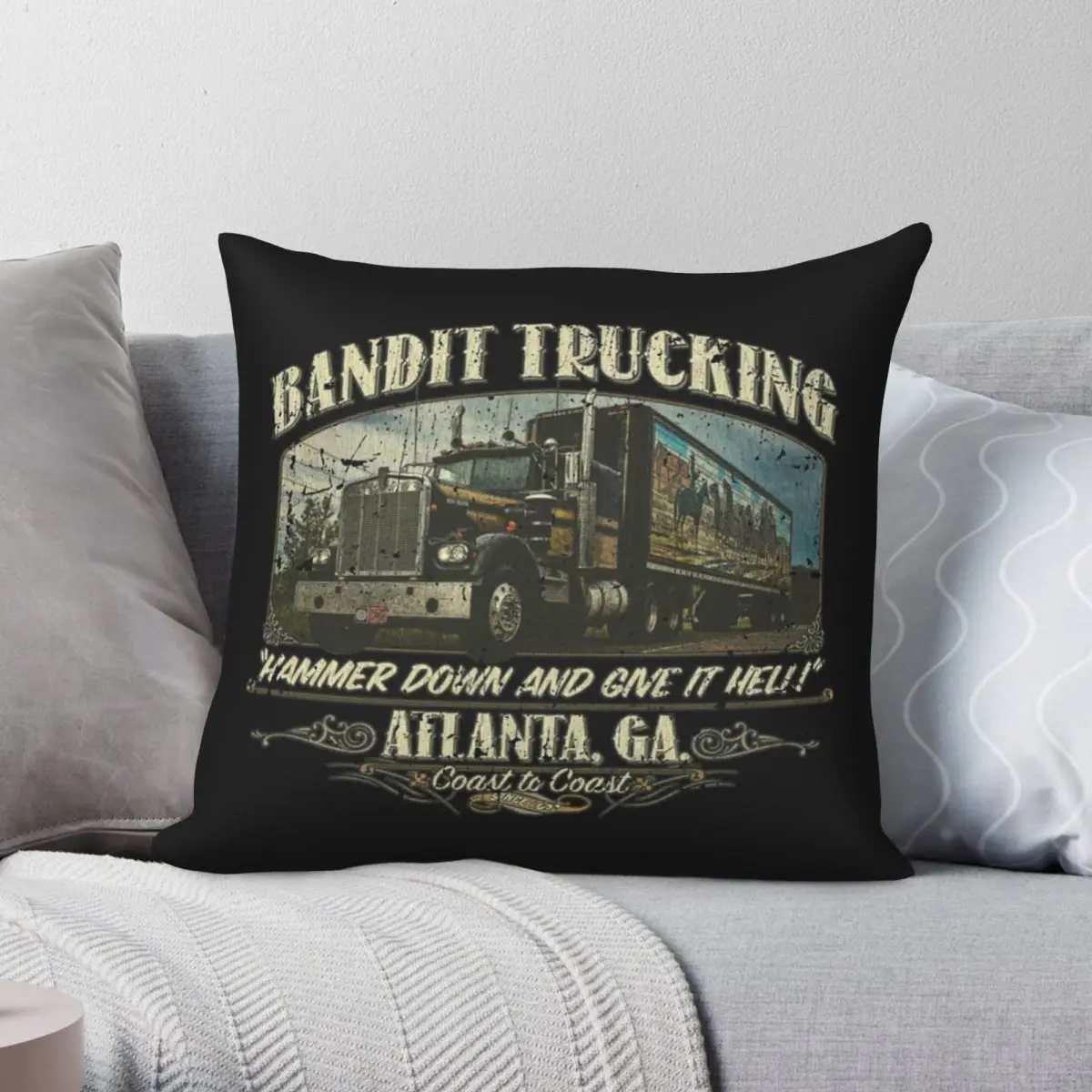 

Bandit Trucking 1977 квадратный чехол для подушки из полиэстера и льна, бархатный креативный декоративный чехол для подушки на молнии, чехол для подушки, наволочка для комнаты 45x45