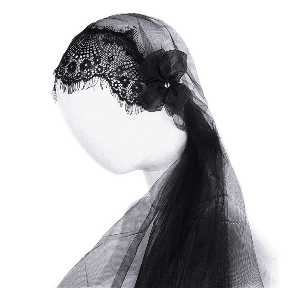 

Props Photoshoot Black Veil Photography Lace Halloween Muslim Cover Wedding
