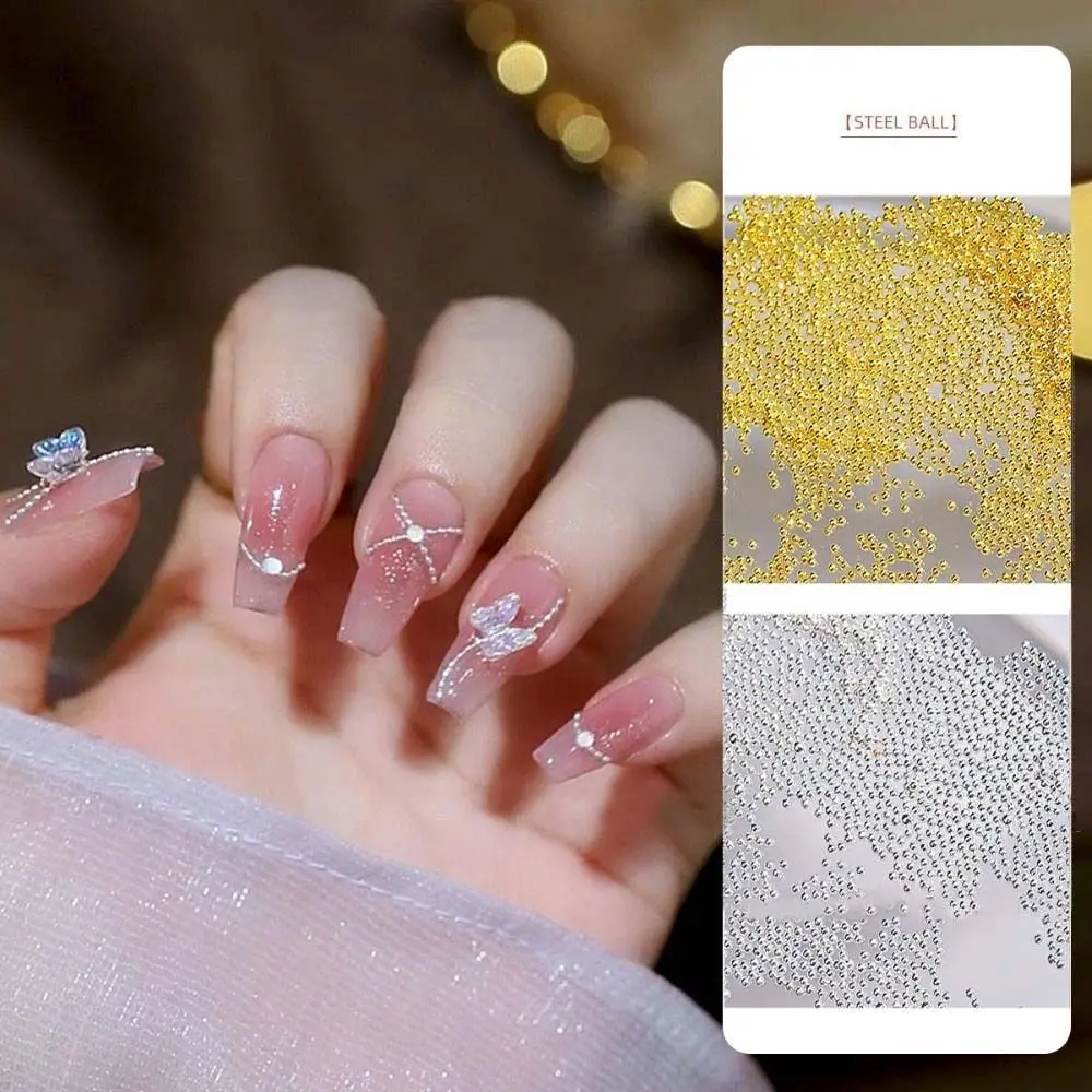 

50g Nail Decorations Gold Silver Nail Art Mini Steel Ball Metal Beads 0.8mm1.0mm Small Micro Caviar Nails Beads