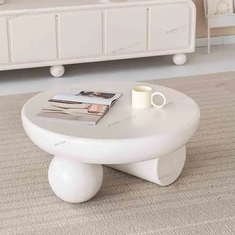 Журнальные простые столы круглые белые для гостиной дизайнерский домашний