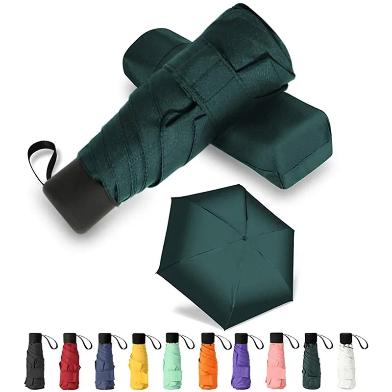 

Складной мини-зонтик с чехлом, легкий компактный дизайн для путешествий, легкий портативный зонтик, уличные зонтики от солнца и дождя