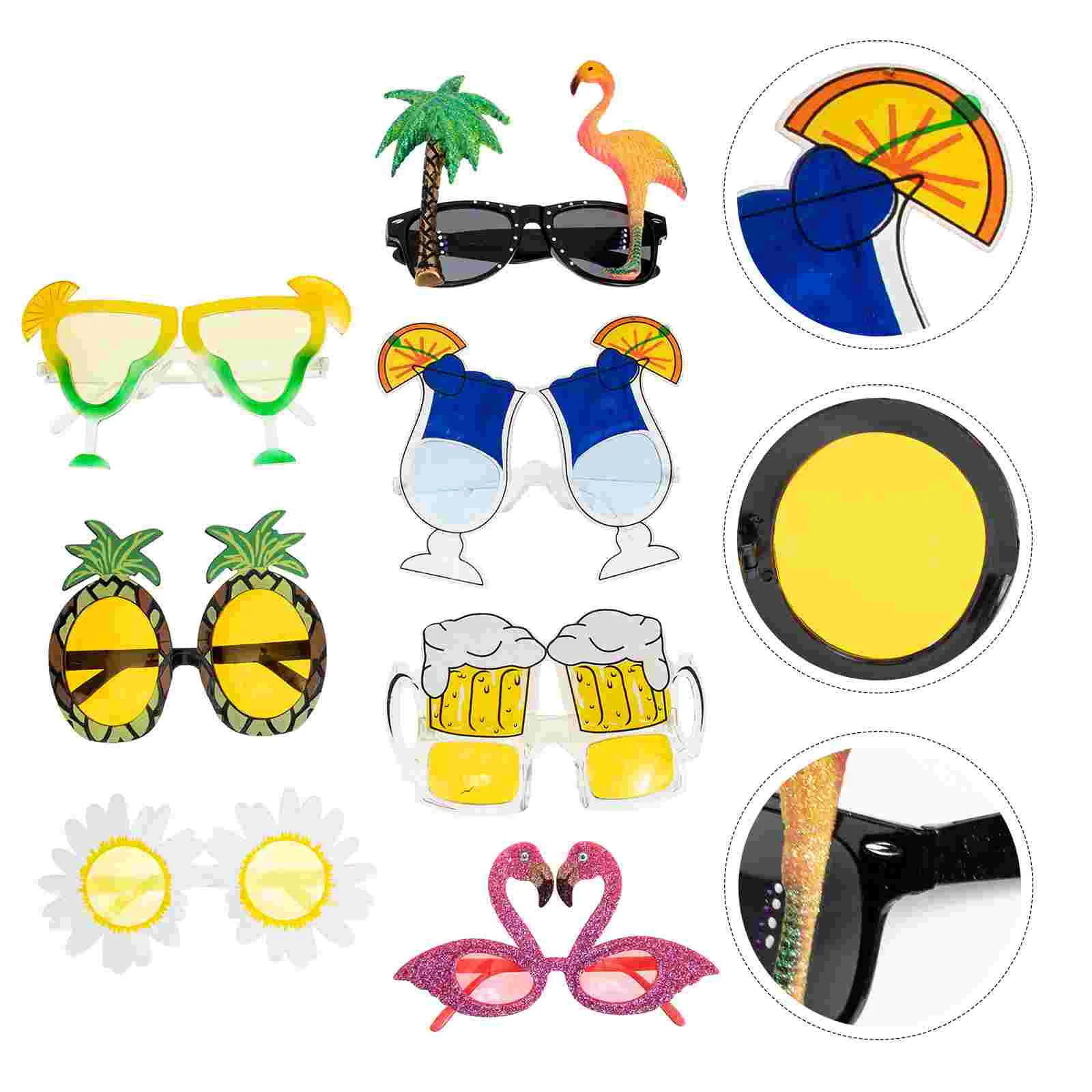 

7 Pairs Hawaii Themed Eyeglasses Sea Beach Party Sunglasses Photo Props
