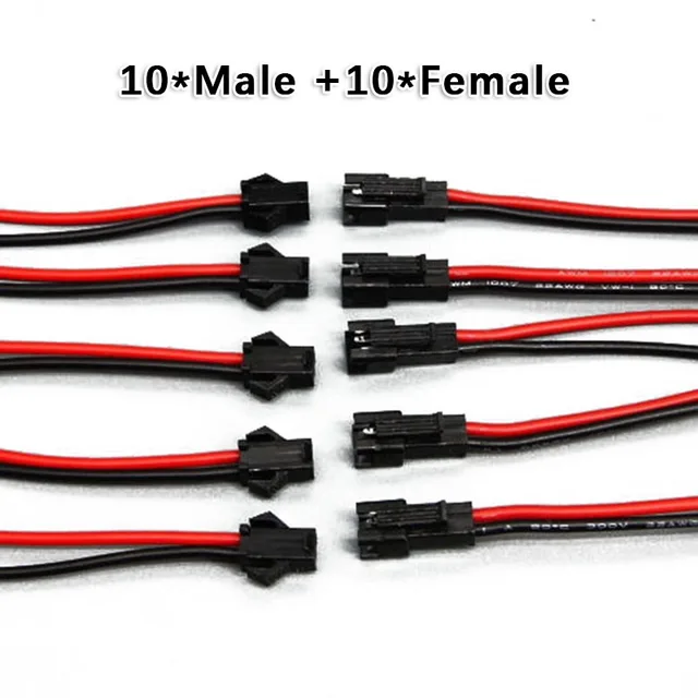 20 шт. 24AWG ПВХ SM 2-Pin 2P разъем штекер 2,54 мм штекер/гнездо ...
