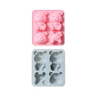 4 cell cartoon tiger silicone cake mold kitchen accessories tools handmade diy baking decoration ice maker drop glue mould