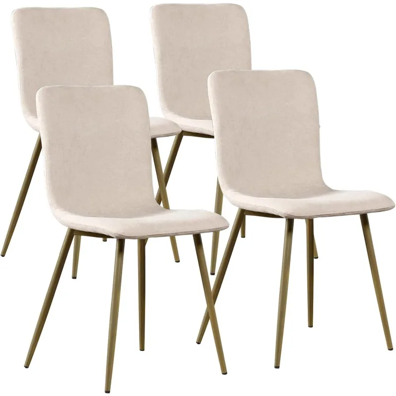 

Мебель, обеденный стул в современном стиле, набор из 4 предметов, удобное кресло с тканевым сиденьем, прочные металлические золотые ножки для кухни, гостиной