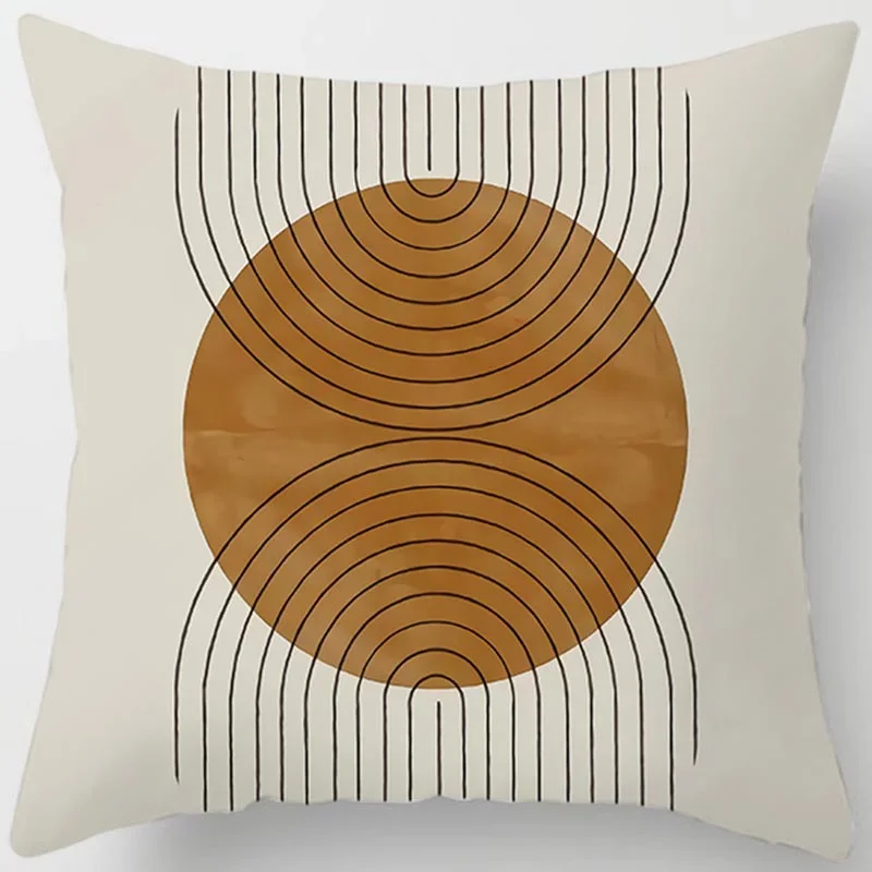 

Наволочка из полиэстера коричневого цвета с геометрическим принтом