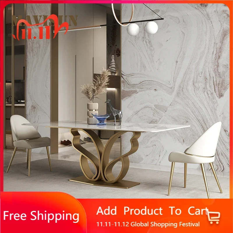 

Designer Slate Dining Table Light Luxury Modern Minimalist Home High-end Creative 2022 New Bright Surface Dining Table And Chair