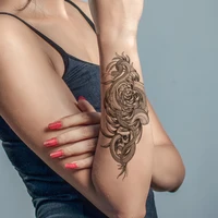 waterproof temporary tattoo sticker black mandala snake skull leaves totem fake tattoos flash tatoos arm body art for women men