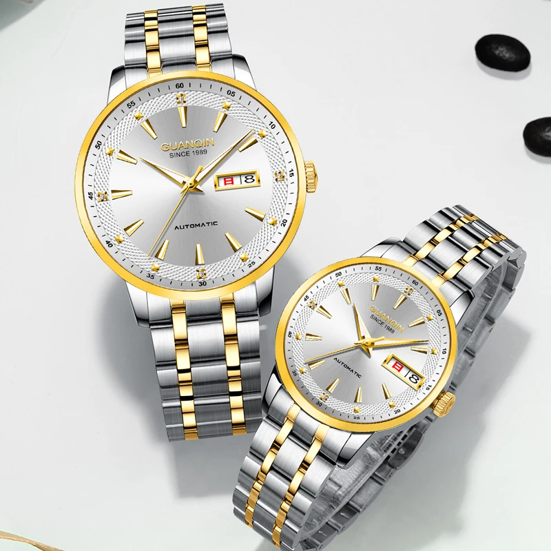 Guanqin tungsten steel watch couple's fully automatic mechanical men's waterproof fashion business trend