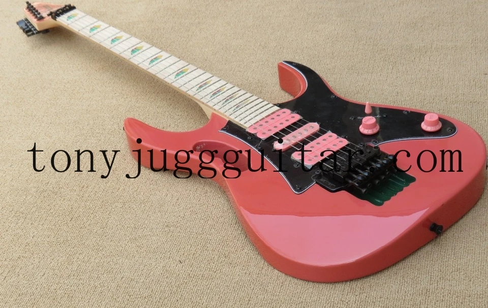 

IBZ Стив вау Jem 7 в 24 лада 77 розовая электрическая гитара фестонная гриф, Floyd Rose Tremolo, львы коготь тремоло полость