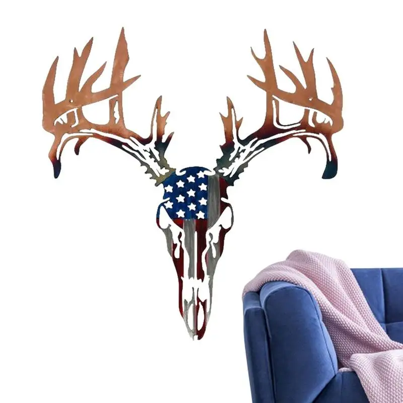 

Metal Deer Skull Bow Rack 2D Deer Skull Sculpture American Decoration Gear Standing Display Indoor Storage Rack Christmas Indoor