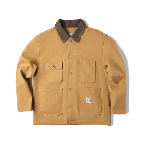 Maden Vintage Ağır Siklet Michigan Kore Ceketleri Çok Cocket Canvas Av Paltosu Erkekler için Sonbahar Gevşek Yaka Yakası Out Giyim