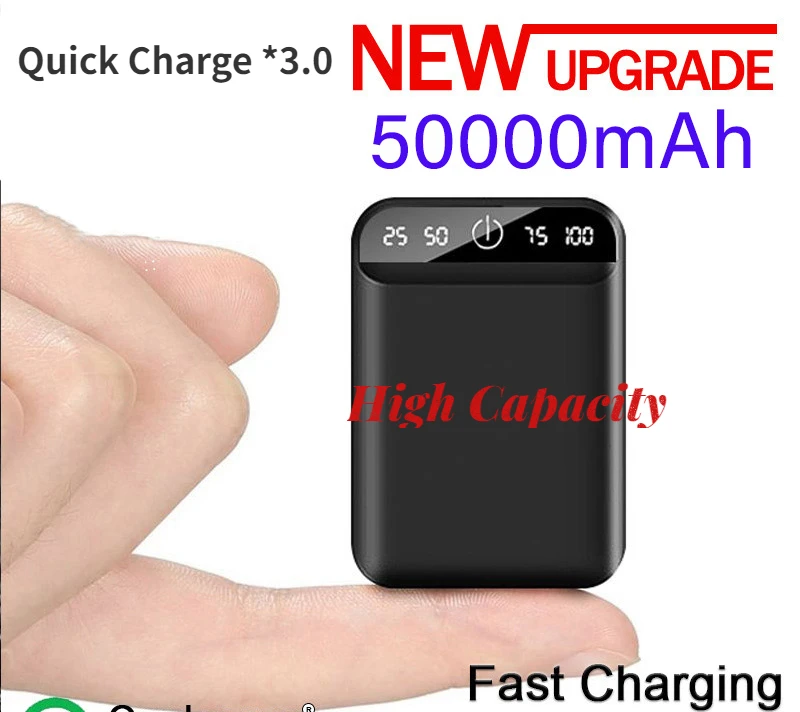 

50000mAh mobile power bank portable mobile phone fast charger digital display USB charging external battery pack for Android