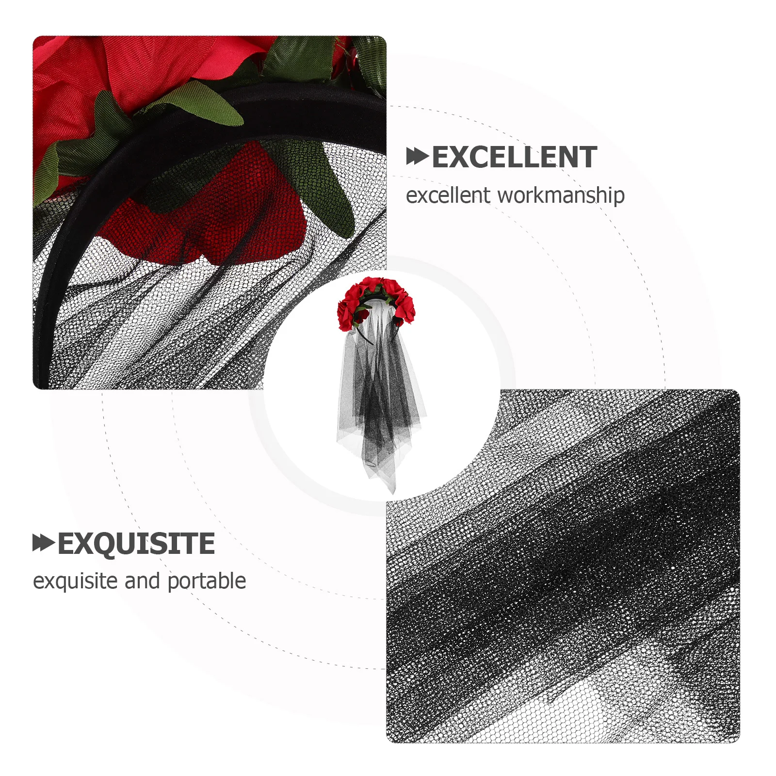 Аксессуары для волос с вуалью розы женщин черные товары невесты вечерние резинки