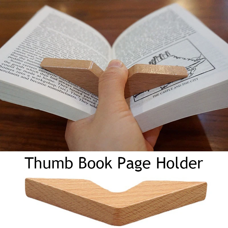 

Convenient Book Page Spreader Thumb Book Holder Wooden Bookmark Reading Helper for Bookworms Teachers Students Kids Adults