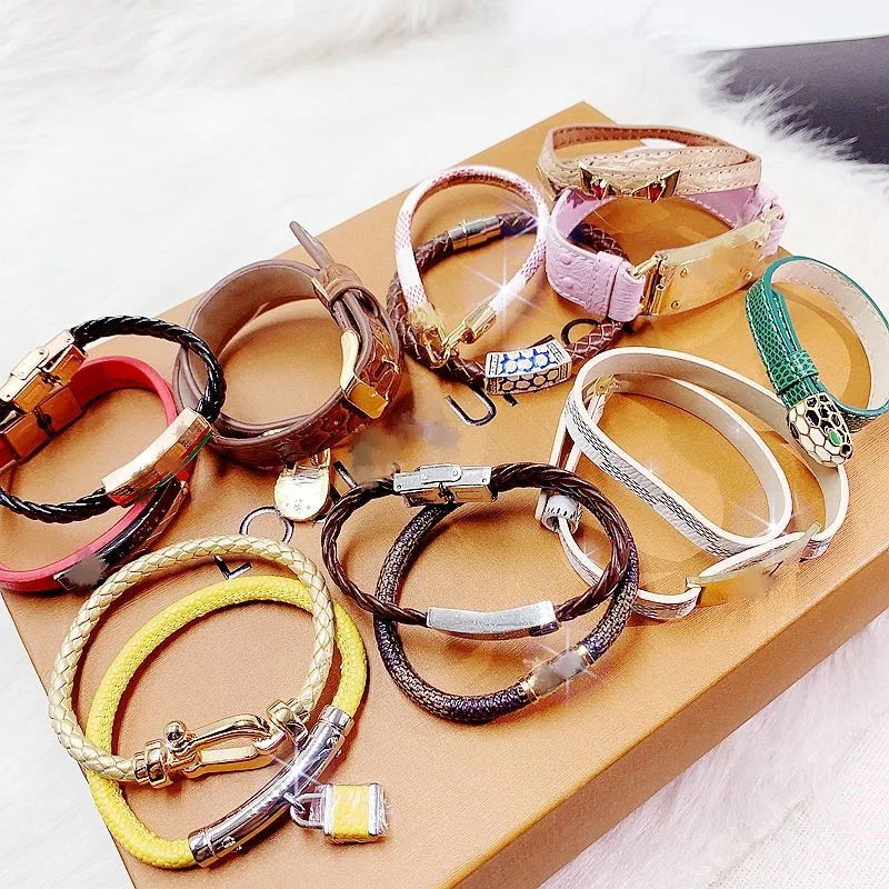 

10/20/50Pcs/Lot Leather Bracelet Multicolor Stainless Steel Button Bangle Women Men Wristbands Valentine's Day Jewelry Gift