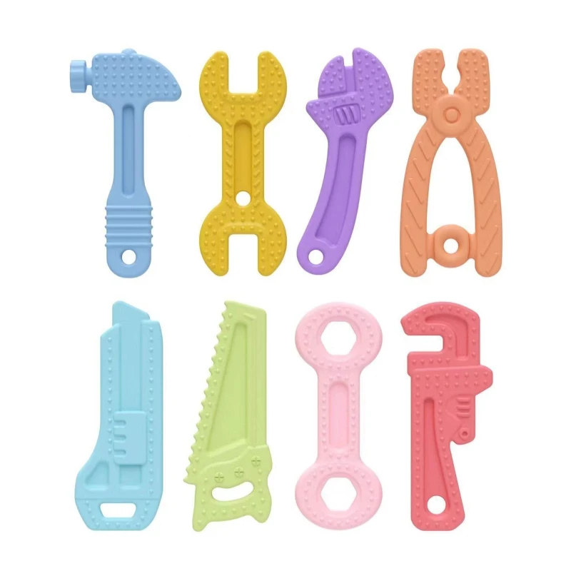 

Baby Teething Toys for 0-6 Months 6-12 Months BPA Free Silicone Baby Molar Teether Chew Toy Hammer Wrench Spanner Pliers G2AE
