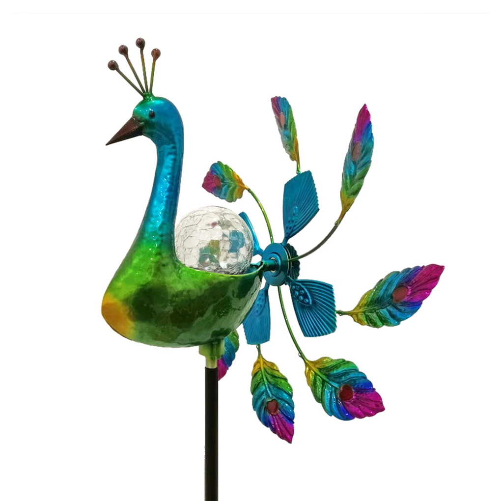 

Solar Light Windmill Outdoor Patio Metal Stake Lamp Ball Lampshade Home Garden Lawn Path Landscape Luminous Decoration