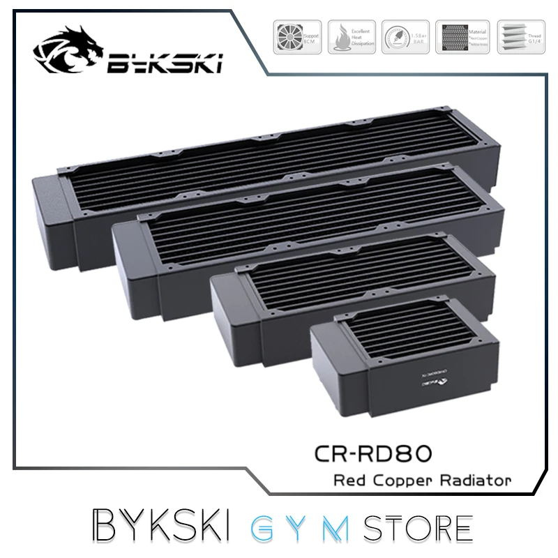 

Bykski High-performance 40mm Thick Copper Water Cooling Radiator Heat Dissipation For 80mm Fan 80 160 240 320 CR-RD80X4RC-TK