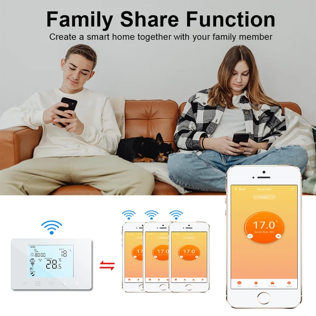 Aubess WiFi Smart Thermostat Wall-Hung Gas Boiler Water Electric Gas Temperature Controller Device Work With Alexa Google Home 5