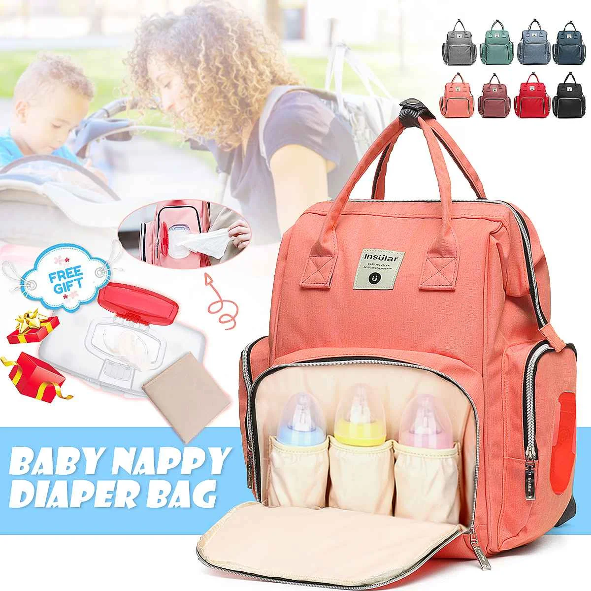 

Baby Nappy Bag Diaper Bags Backpack Travel Fashion Large Capacity Stroller Bag Multi-function Rucksack Mummy Bag Baby Changing