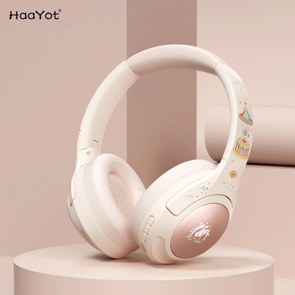 Беспроводные Bluetooth-накладные наушники с активным шумоподавлением для девочек