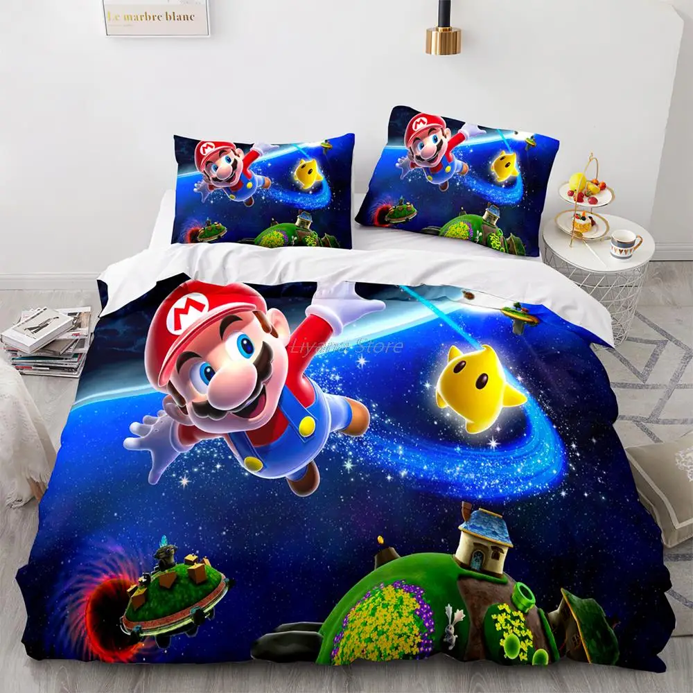 

Anime Mario Bedding Set Twin Full Queen King Size Mario Bed Set Adult Kid Bedroom Duvet Cover Sets 3D Print 033