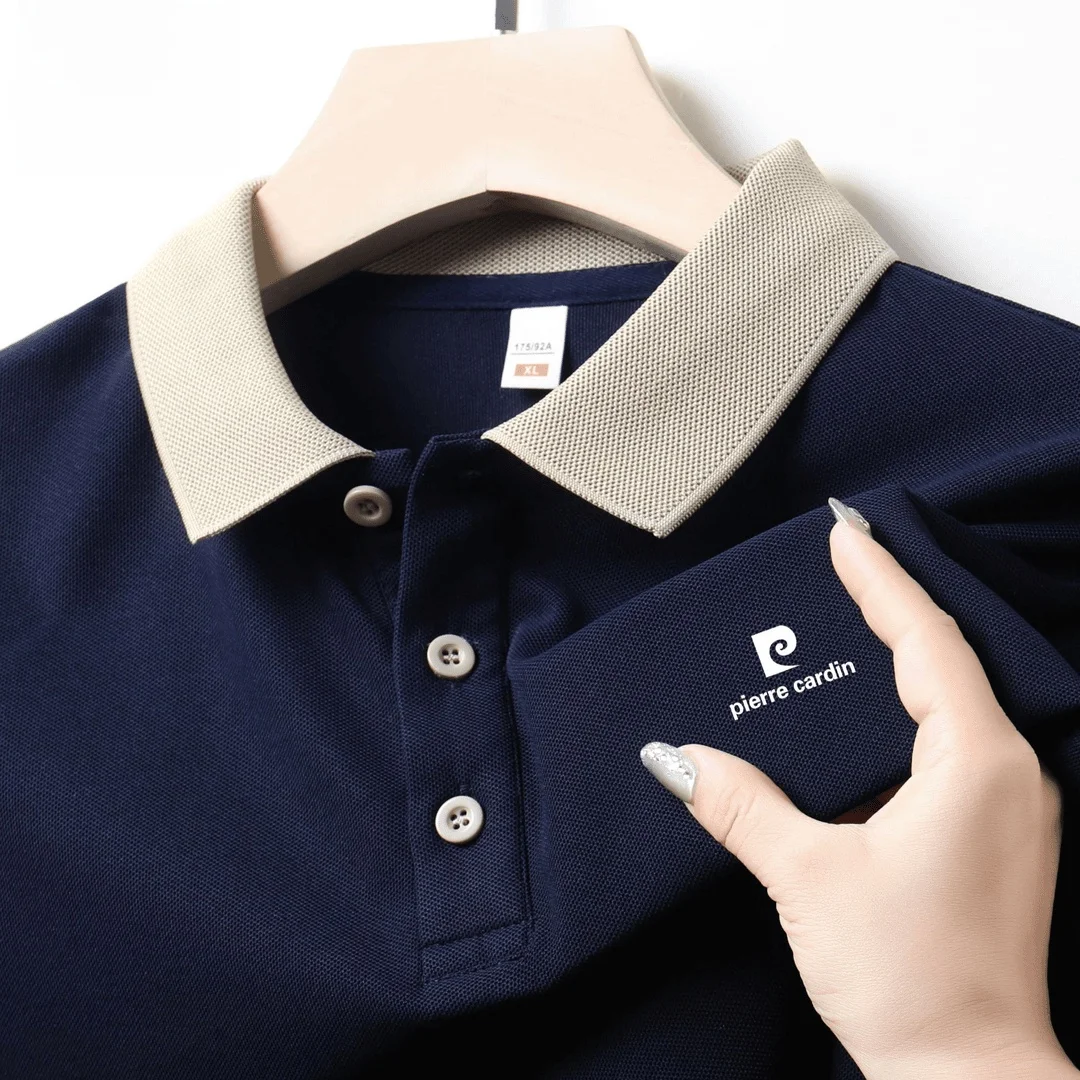 Pierre Cardin 2024 высококачественная мужская шелковая футболка с короткими рукавами