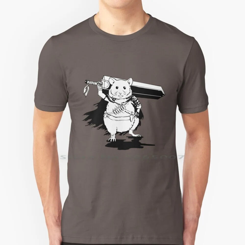 

Berserk Hamster T Shirt 100% Cotton Hamster Rodent Sword Axe Fighter Cute Animals Guts Berserker Pets Badass Mouse Mice Cool