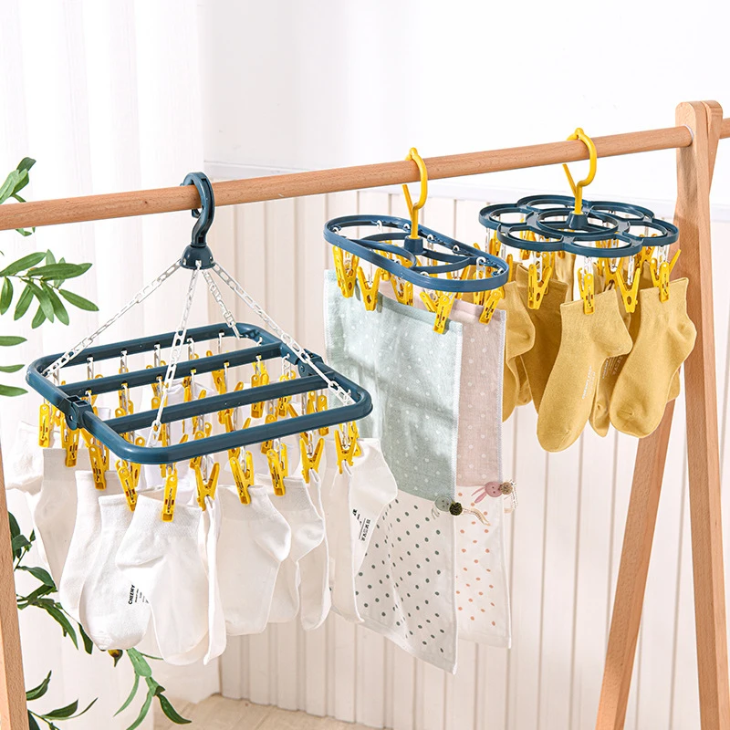 

Пластиковая сушилка, Простой ветрозащитный детский мульти-зажим для носков, подвесной держатель для детских подгузников, складная вешалка ...