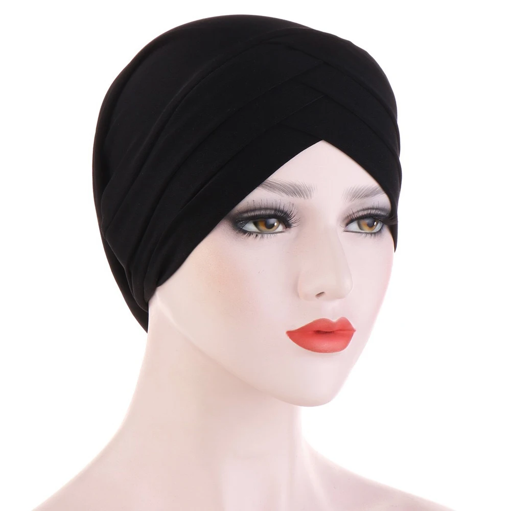 

Indian Women Muslim Hijab Strech Beanies Underscarf Inner Hat Femme Solid Color Islamic Arab Bonnet Turbante Cover Headwrap Cap