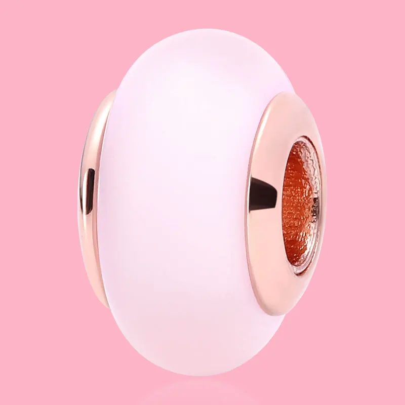 

HOT SALE 925 Silver Matte powder Murano glass Charm Beads Fit Original Women Bracelet Pendant Necklace Jewelry