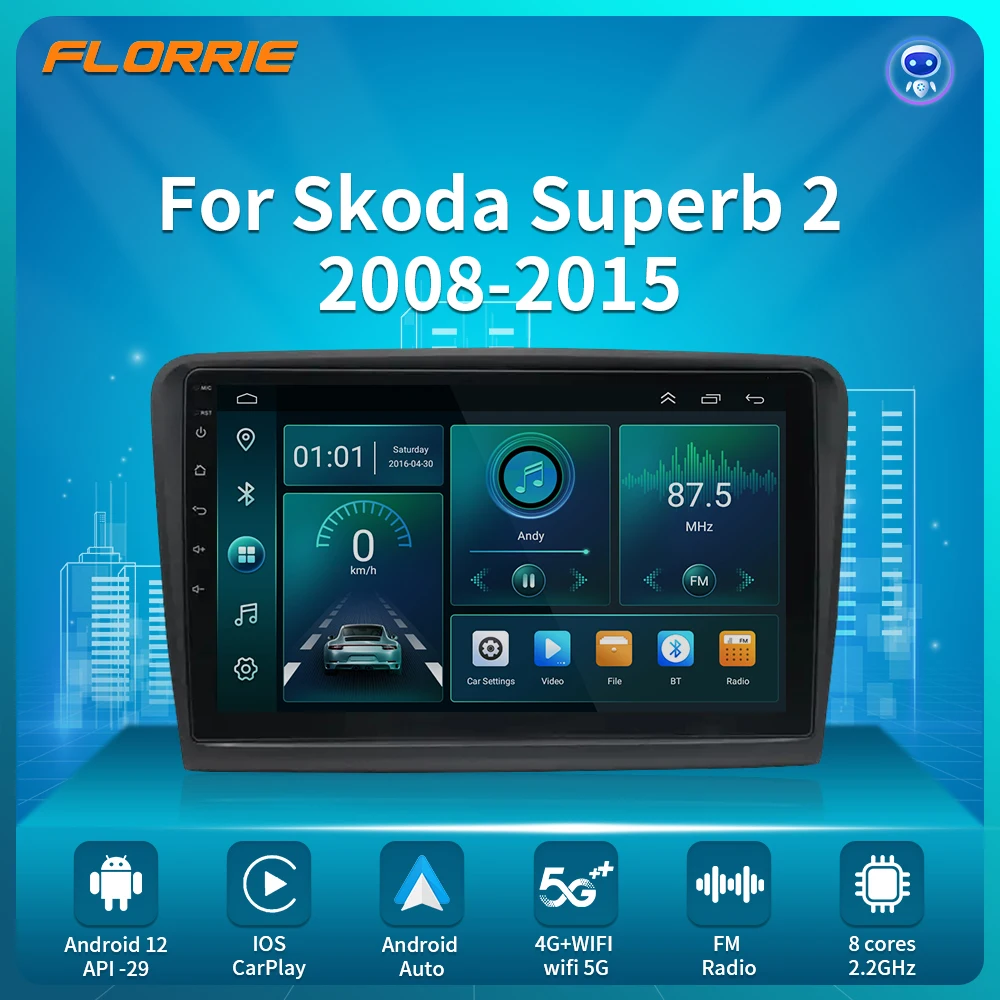 

Автомагнитола Carplay, 2DIN, Android, для Skoda Superb 2 B6 2008-2015