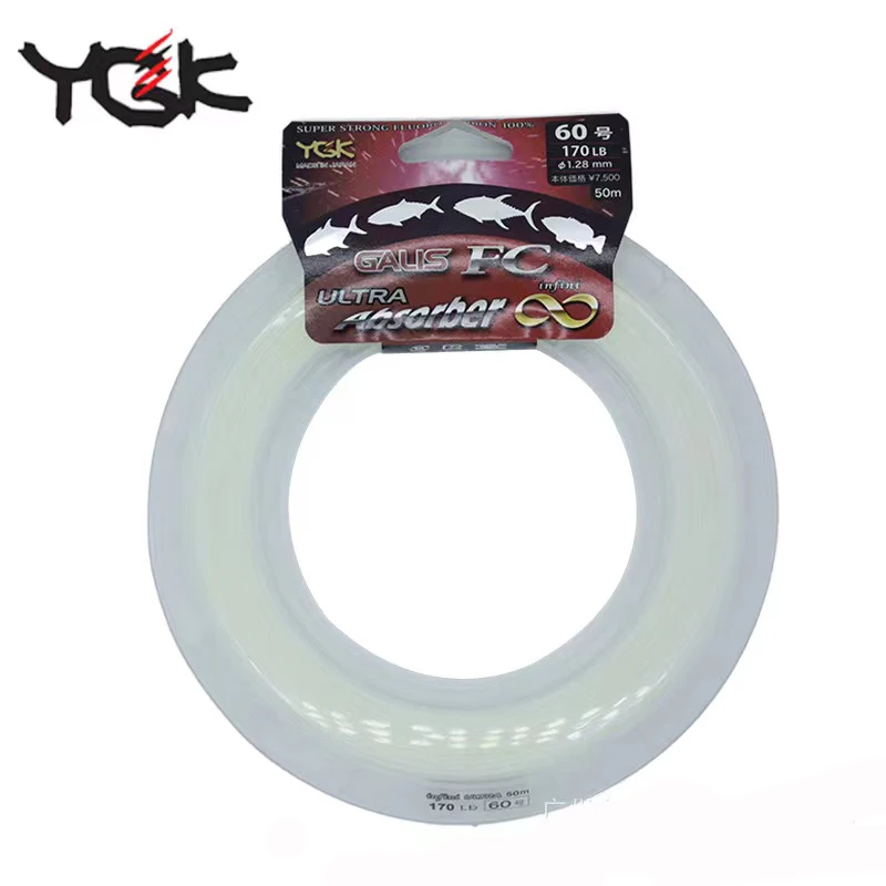 Japan YGK original Strength Fishing line Fluorocarbon Transparent Monofilament Galis FC line Ultra Absorber 170LB 200LB 220LB