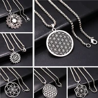 flower of life necklace mandala choker for men women natural retro amulet diy bohemia geometric jewelry crafts gift p2008