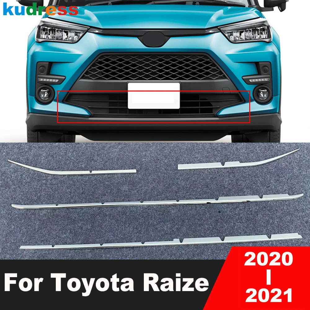 

Front Center Grille Grills Cover Trim For Toyota Raize 2020 2021 ABS Chrome Car Head Grill Molding Strips Sticker Accessories