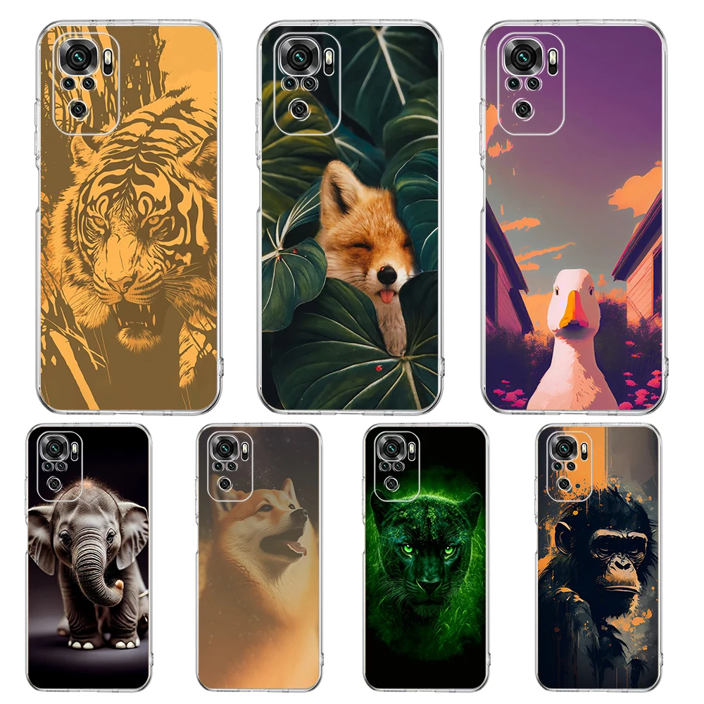 

Animal Transparent Phone Case For Redmi 10c K40 8A 9A 9C 7 8 8T 9 9S 10 Pro Gaming Note 11 11T 10 Plus Luxury Shell Soft Capas