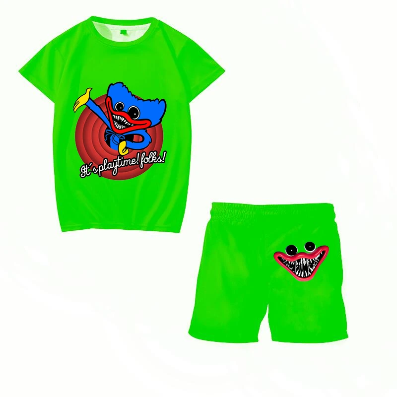 

12 Color Poppy Playtime Tshirt Kids Sets Boys Suit Harajuku Casual Graphic Streetwear Huggy Wuggy Short Sleeve Grls Tshirts