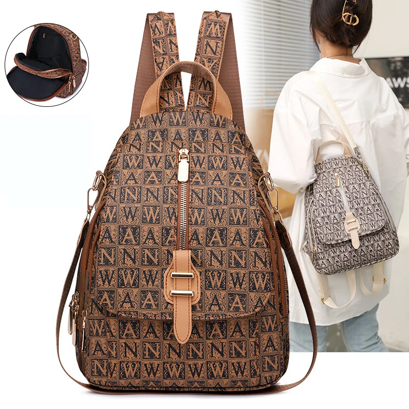 

Vintage Brown Backpack Purse For Women 2022 Travel Anti Theft Backpack Fashion Korean School Book Bags Luxury Designer Handbag