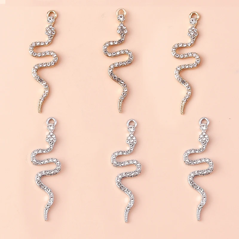 

10pcs Brilliant Rhinestones Clear Crystal Medusa Snake Charm Pendants for Handmade Necklace Earring DIY Jewelry