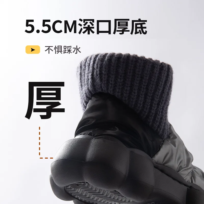 Outdoor Winter Women Cotton Slippers Lined Hairy Warm Non-Slip Plush Home Thick Flat Boot Soft Platform Slip On Ladies Shoes